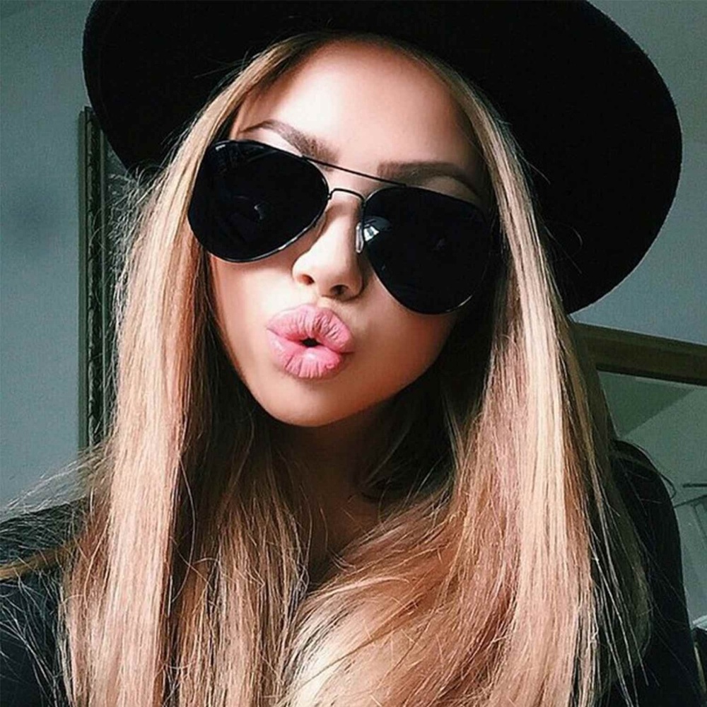 Classic Aviator Women Sunglasses Metal Frame Black